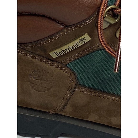 Kids Timberland Field Boots Brown Suede Green‎ Canvas  Hiking Boots Size 4 Youth - Picture 2 of 12